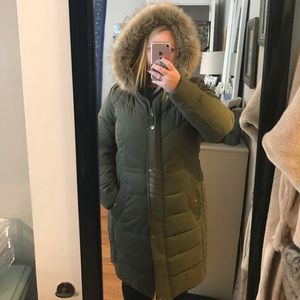Long puffer coat with fur hood